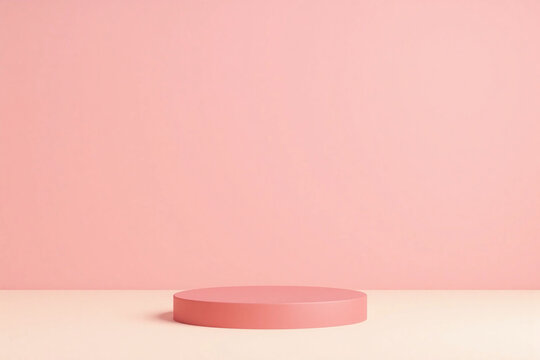 minimalist modern setup pastel pink wall rose pink pedestal
