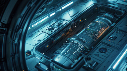 futuristic spaceship inside, 