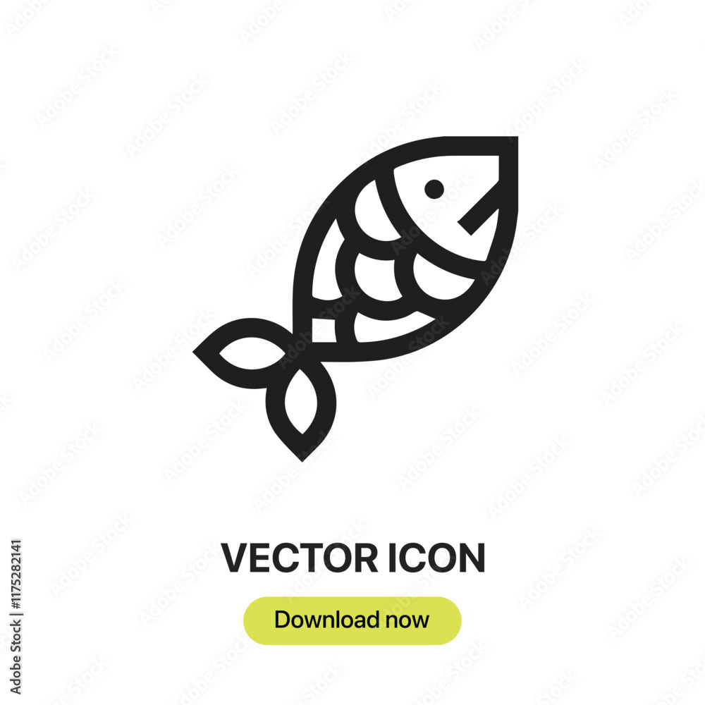 Poster Fish icon vector. Linear-style sign for mobile concept and web design. Fish symbol illustration. Pixel vector graphics - Vector.	