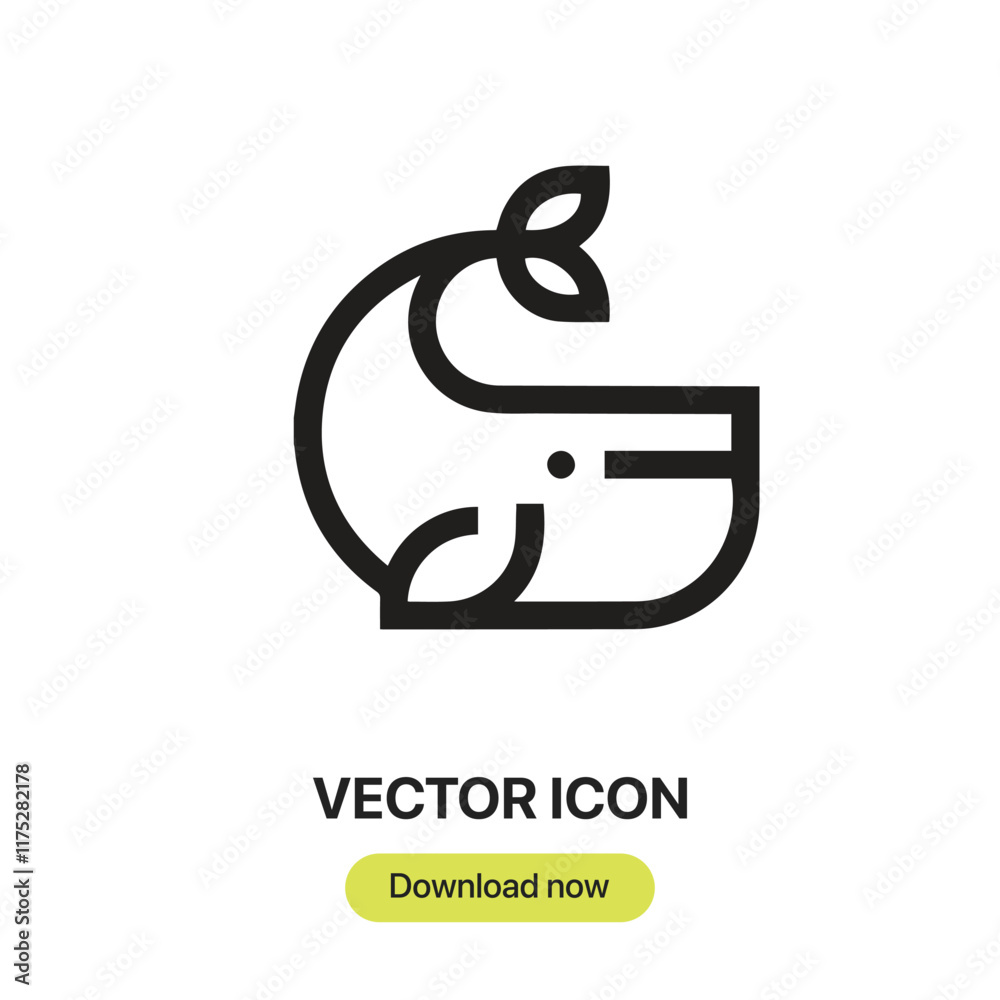 Poster Whale icon vector. Linear-style sign for mobile concept and web design. Whale symbol illustration. Pixel vector graphics - Vector.	