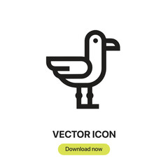Seagull icon vector. Linear-style sign for mobile concept and web design. Seagull symbol illustration. Pixel vector graphics - Vector.	