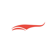 Red swoosh tail logo