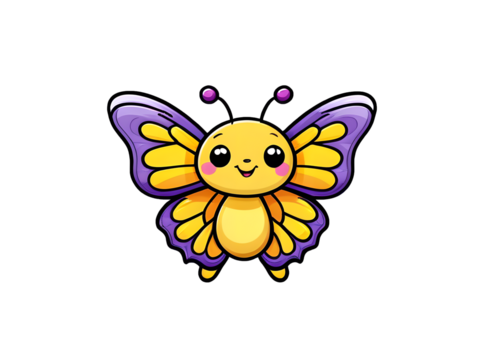 Adorable Butterfly Sticker with Colorful Wings on White Background