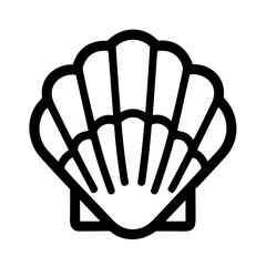 Simple Black Scallop Shell Icon Vector Graphic