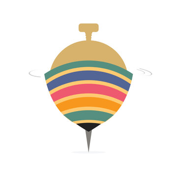 Wooden top spin toy or Wooden Lattu Spinner or gasing asian traditional toy illustration vector.