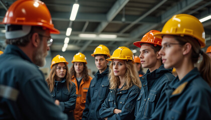 Construction Safety Meeting with Young Workers