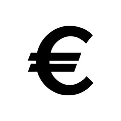 Black euro currency sign. Euro sign icon. Euro symbol silhouette vector illustration design on white background.