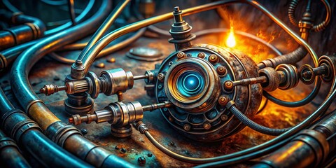 Suction-Assisted Liposuction: Medical Procedure Detail,  Intricate Internal Mechanism,  Surgical Instrument Close-Up