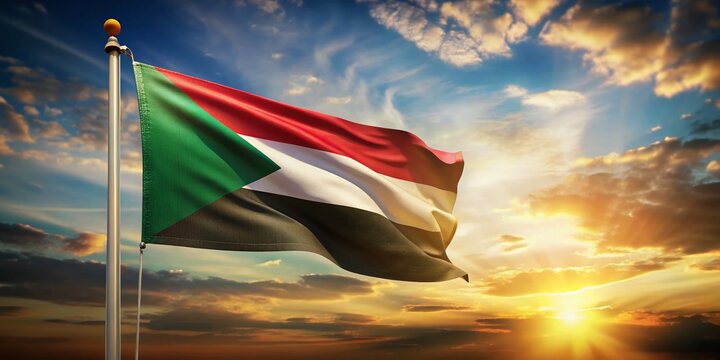 Sudan Flag, National Symbol, African Flag, Patriotic Image, Left Composition, Copy Space