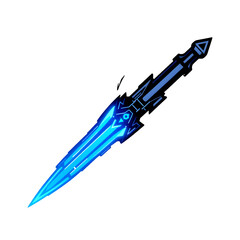 Cyberpunk Energy Blade: Electric Blue Glow Unleashed on White Vector Background