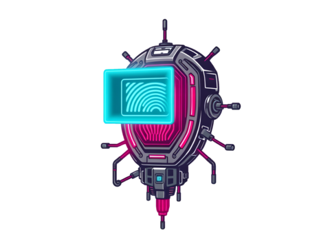 Cybernetic Implant Sticker: Biometric Scanner in Cyberpunk Style
