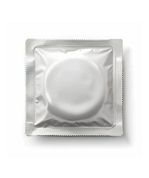 Blank Condom isolated, Packaging with a condom for your design and logo. Template of blank condom packaging for condom