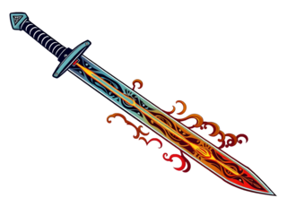 Anime Sword Sticker: Intricate Design Artwork for White Background