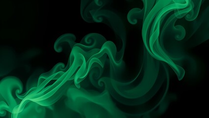 Fototapeta premium Green smoke on black, abstract smoke background