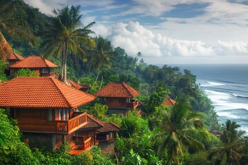 Obraz premium Ocean View Villas in Tropical Paradise