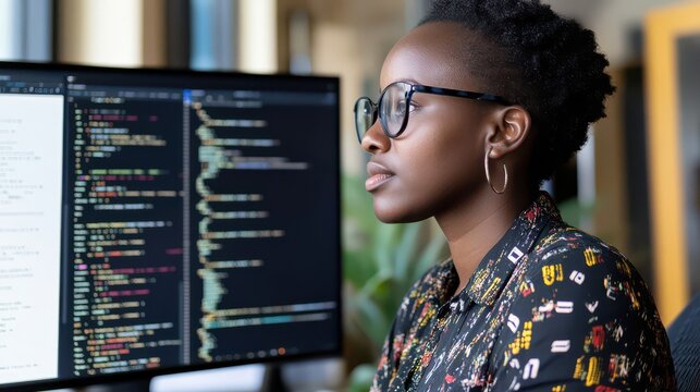 Young Programmer Working on Code in Modern Office 
