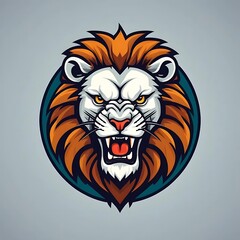 Fototapeta premium Majestic Lion Head: Fierce, Stylized Vector Art