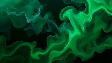Green smoke on black, abstract smoke background