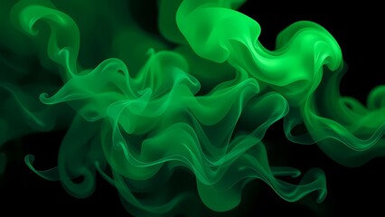 Green smoke on black, abstract smoke background