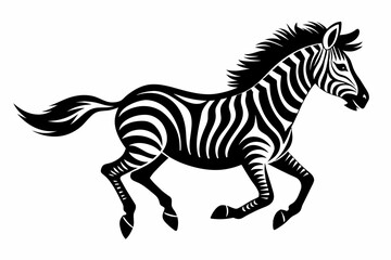 zebra silhouette illustration Design on a white background. Black silhouette of running zebra on white background of vector illustration. Zebra silhouette vector illustration Zebra silhouette vector 
