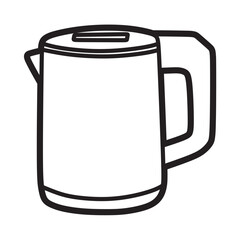 black and white line art kitchen utensils, electric kettle