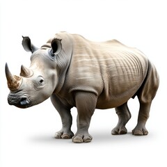 Obraz premium A rhinoceros by itself on a white or see-through background