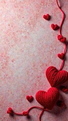 Background with red hearts for valentine's day. Place for text, vertical.