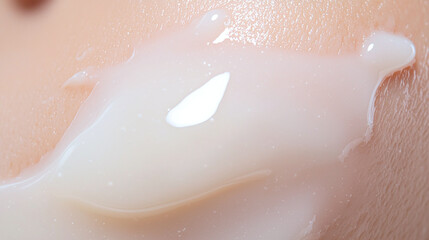 Fototapeta premium Close up of radiant skin with creamy moisturizer, highlighting hydration and texture. smooth surface reflects light, showcasing healthy glow and skincare routine