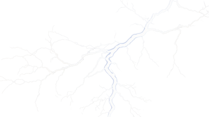 Lightning on an isolated transparent background. Flash of light, lightning png