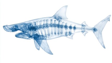 Obraz premium Unique X-ray Image of a Shark Skeleton Revealing Intricate Bone Structure in Stunning Detail