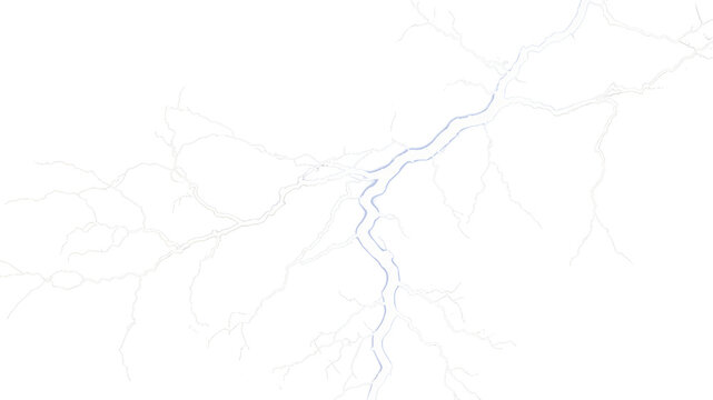 Lightning on an isolated transparent background. Flash of light, lightning png