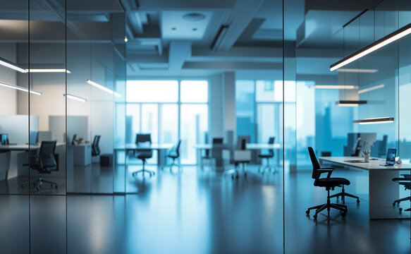 Beautiful blurred background of a light modern office interior