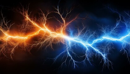 オレンジ色の稲光と青い色の稲光（Orange and blue lightning）
