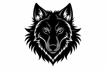 wolf head icon, wolf head simple logo vector silhouette. A wolf head flat logo illustration on transparent background. 