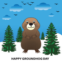 Happy Groundhog Day. Banner, postcard.