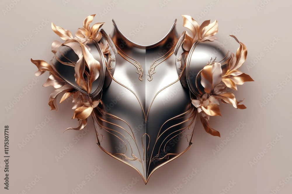 Leinwandbilder a clean design of a knight armor chest piece, drawn with smooth lines and a simple gradient effect