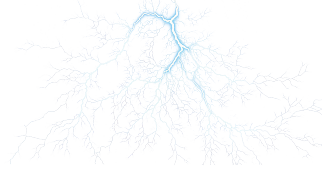 Lightning on an isolated transparent background. Flash of light, lightning png