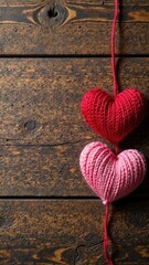 Wooden background with hearts for valentine's day, place for text, banner for website