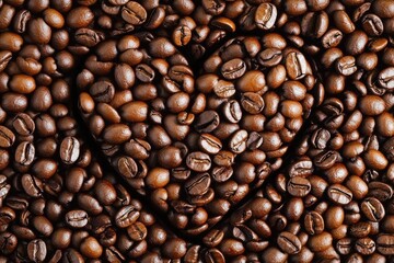 Fototapeta premium Coffee Beans Arranged In A Heart Shape