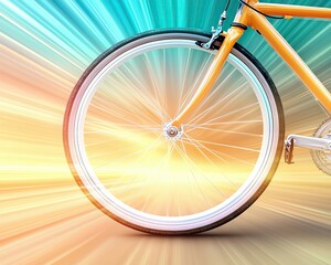 Fototapeta premium Colorful bicycle in motion speed, colorful bicycle with energy burst, colorful bicycle lifestyle concept ,Colorful Bicycle Motion, Energy Ride Concept , Speed Burst Cycling