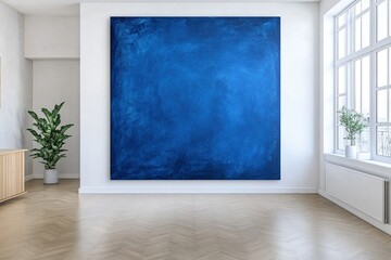 Abstract Blue Canvas in Modern Interior