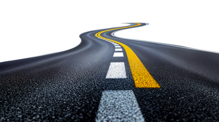 winding curve road on transparent png background 