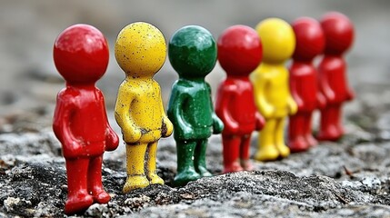 Colorful Little Figurines in a Row