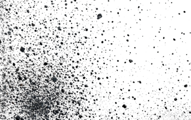 Charcoal dirt and dust particles, noise particles, and grunge texture on transparent background.