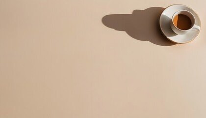 Minimalist Coffee Cup with Soft Sunlight Shadows