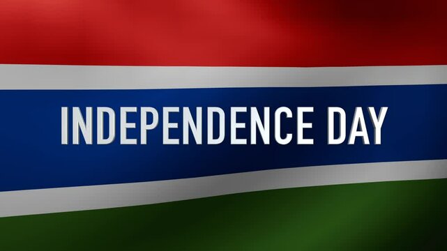 Gambia Independence Day with waving flag background