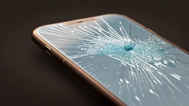 Close-up of a smartphone with a broken screen. illustration for phone repair and glass protection