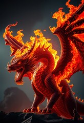 Obraz premium a red dragon with a flame on its head