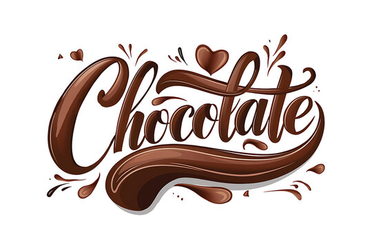 Chocolate typography with hand drawn lettering for celebrate Happy chocolate Day. Happy chocolate day postcard or banner. Hand sketched Happy Chocolate day lettering typography.