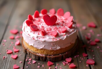 cake pesty with hearts on wooden background